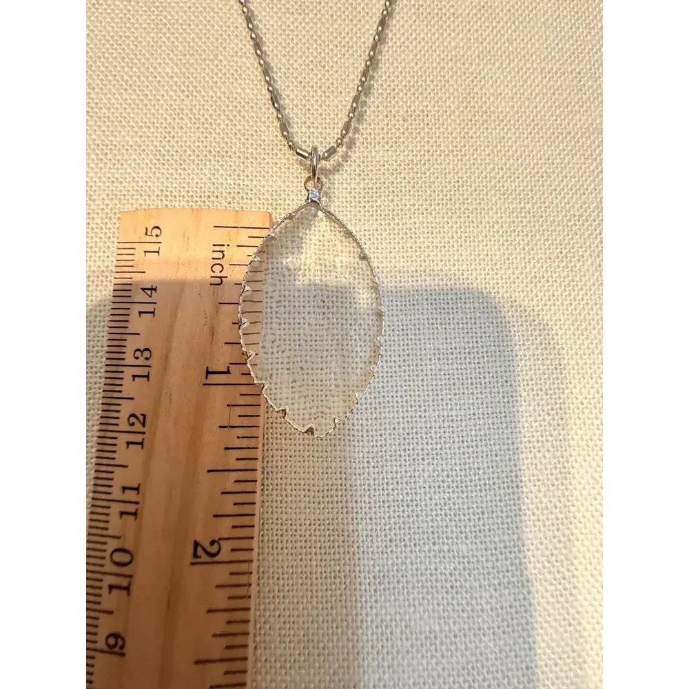 Vintage Clear Lucite Teardrop Pendant Necklace 28”